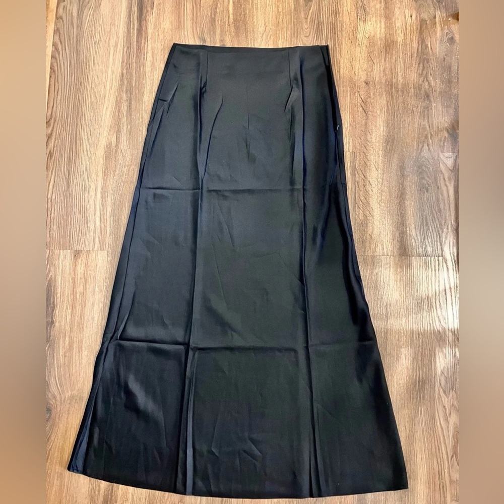 Black Elegant Satin Skirt